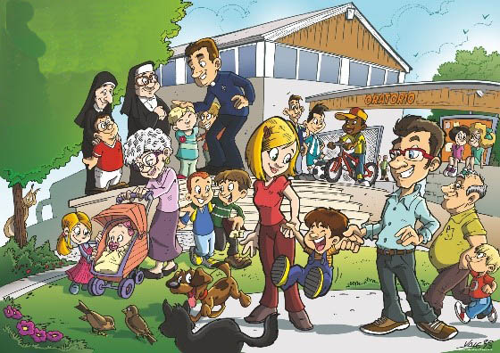 Ragazzi in oratorio durante un laboratorio